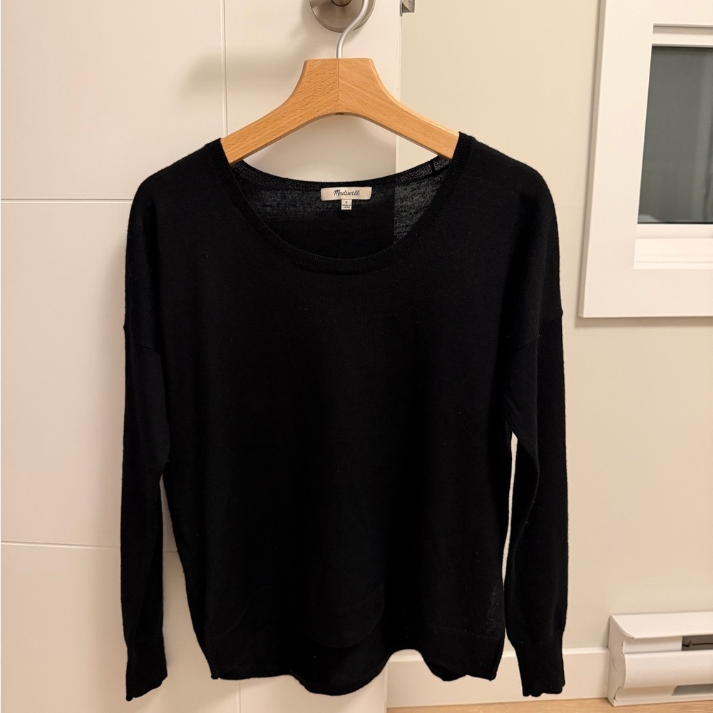 Madewell Merino Wool Blend Beautiful Black Crew Neck Sweater size S